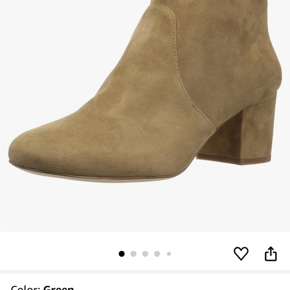 Nine West Green Heeled Boots with Chunky Heel and Rounded Toe